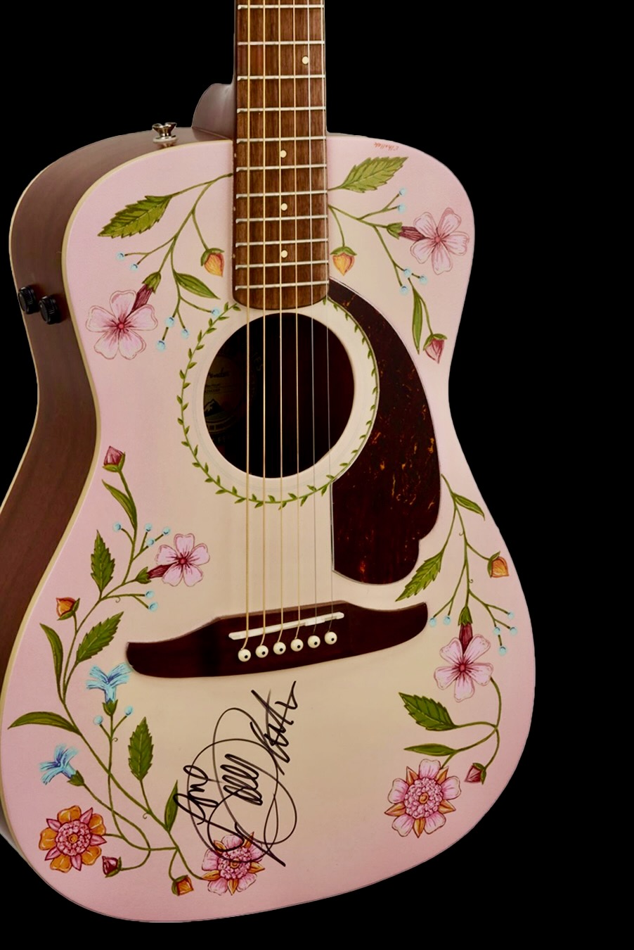 Dolly Parton signed painted guitar