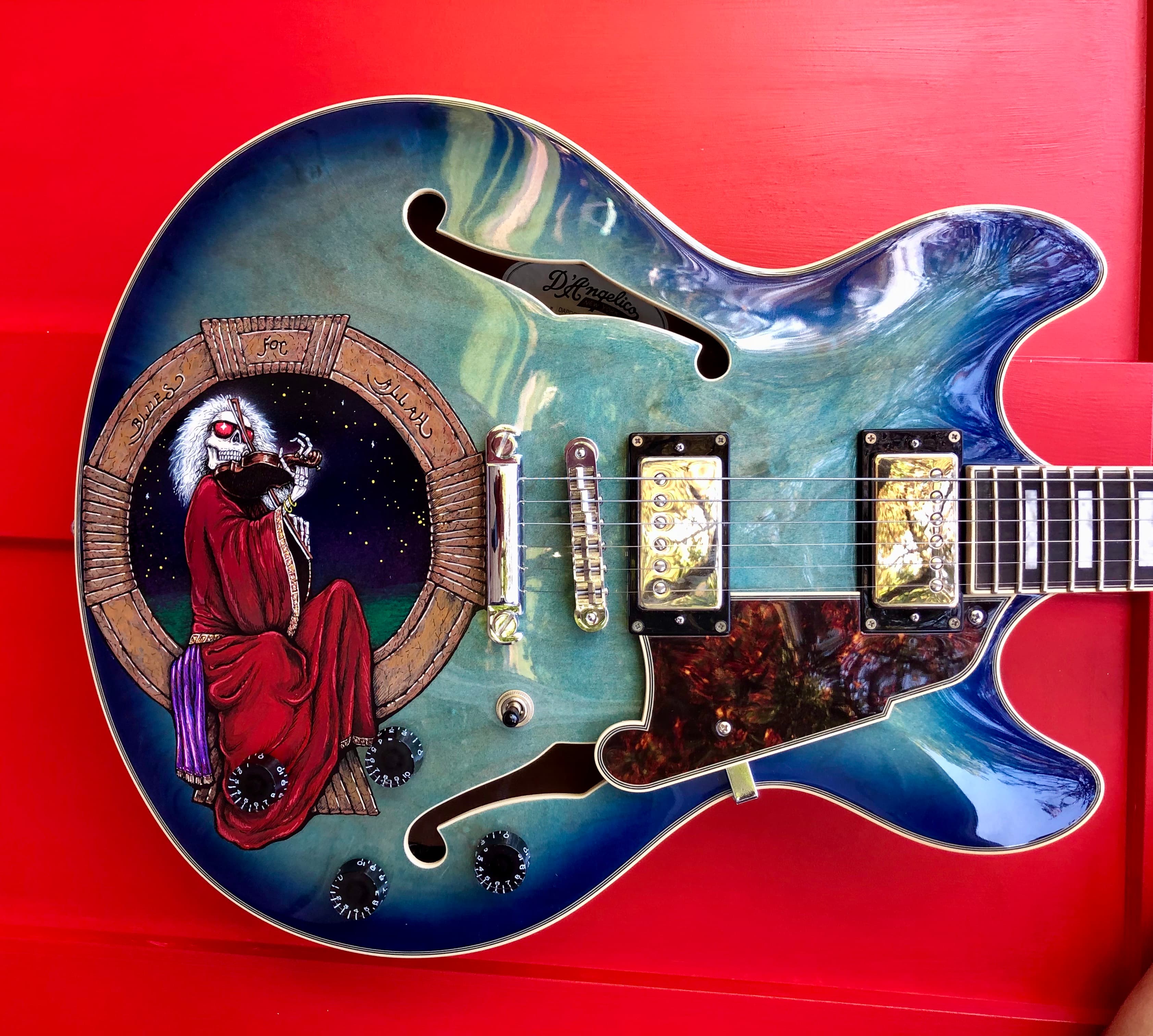 Grateful Dead blues painted guitar