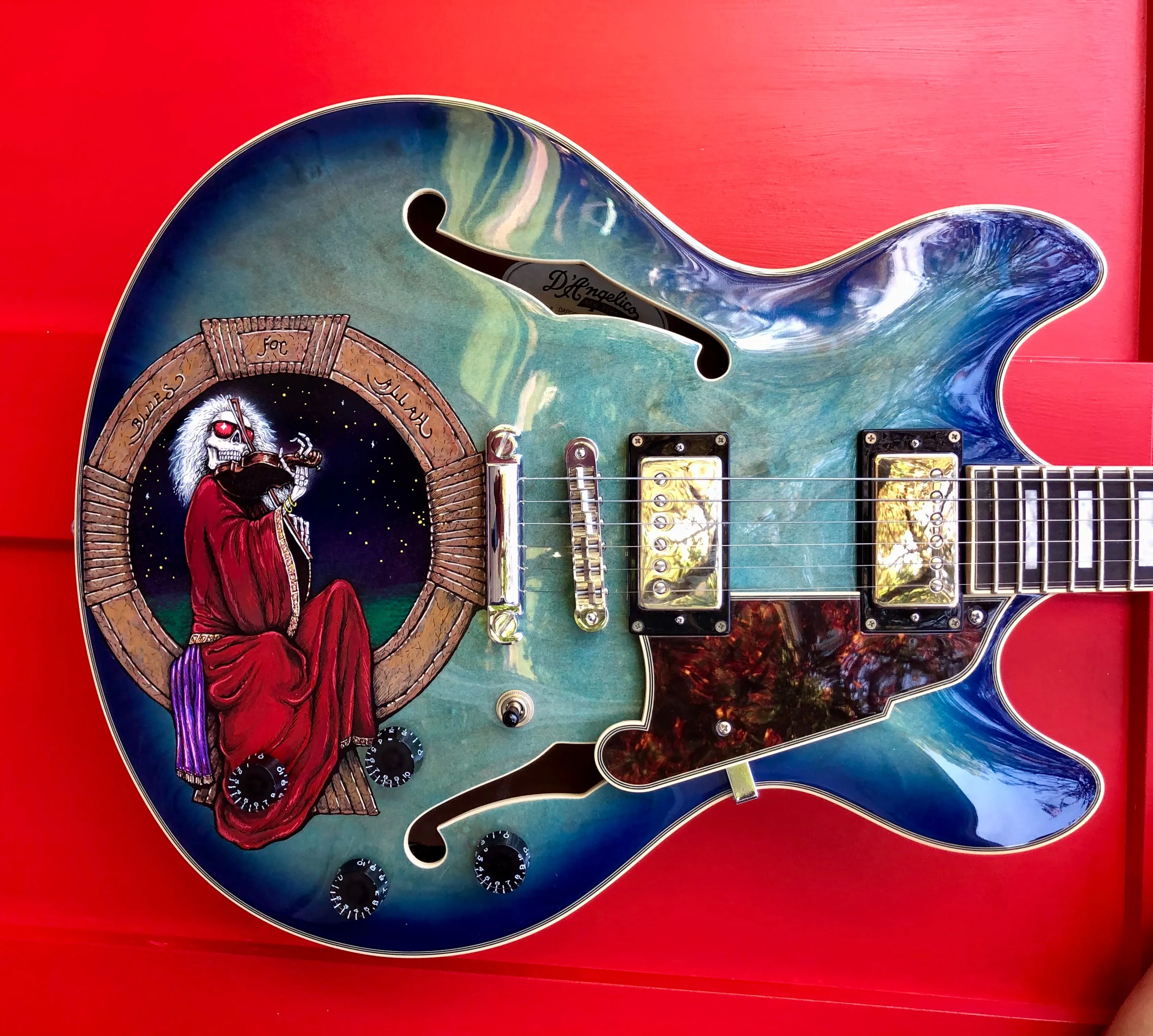 Grateful Dead blues painted guitar