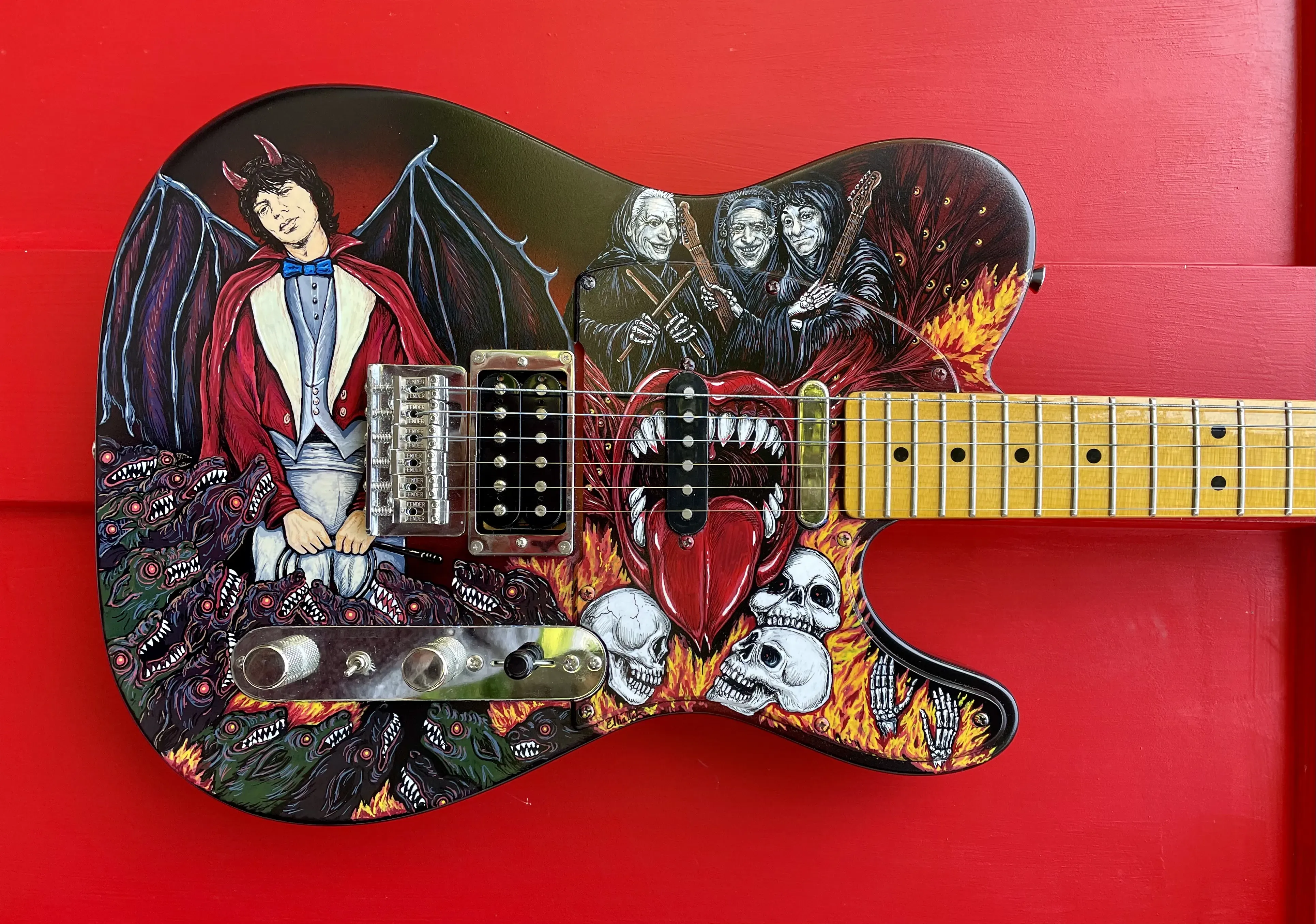 Rolling Stones painted guitar