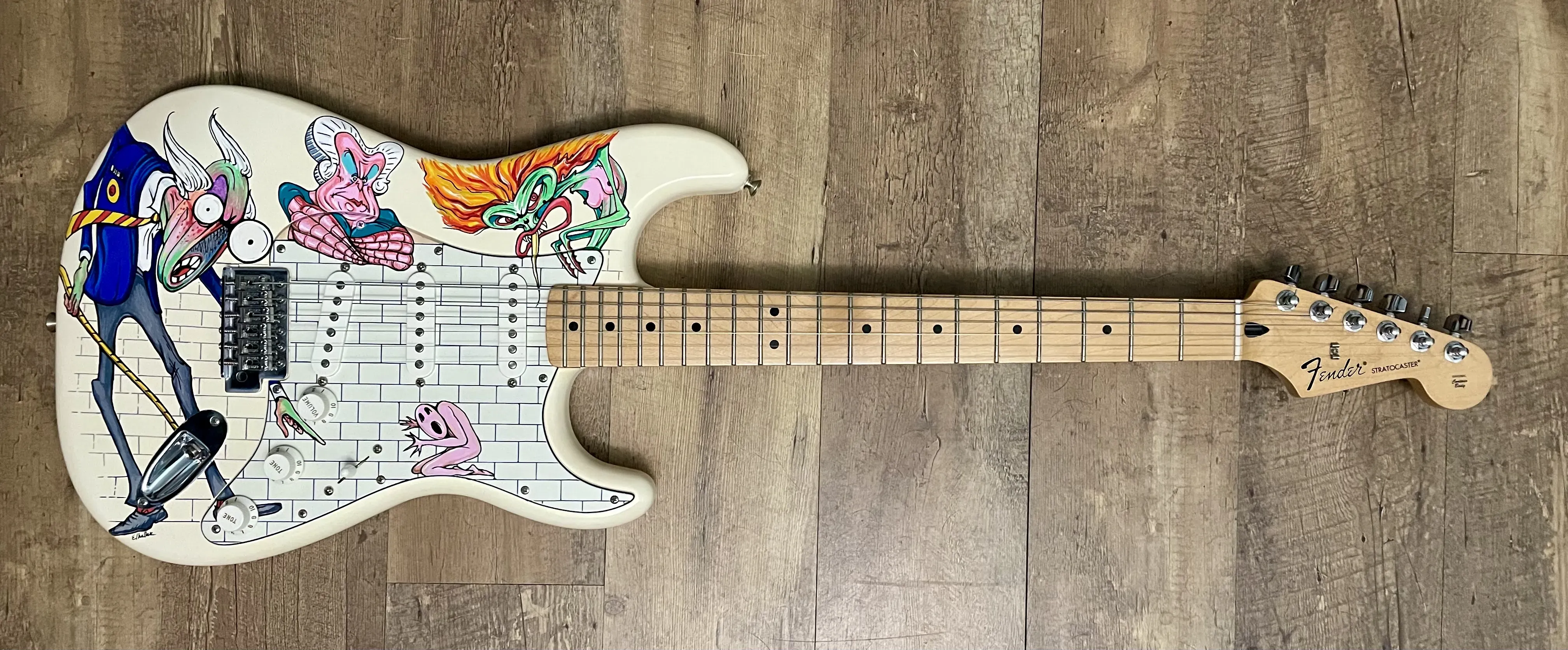 Pink Floyd The Wall Part 1 painted guitar