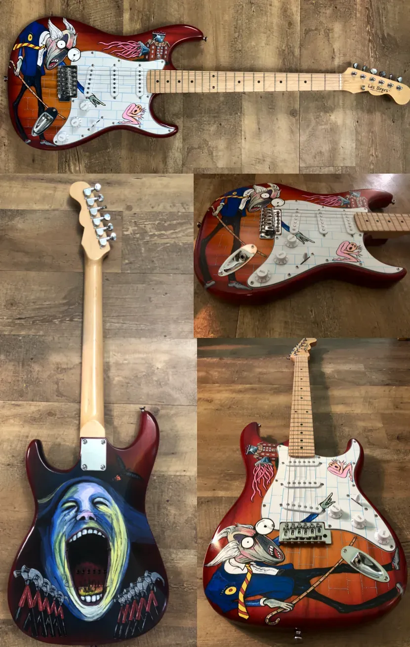 Pink Floyd The Wall Part 2 painted guitar