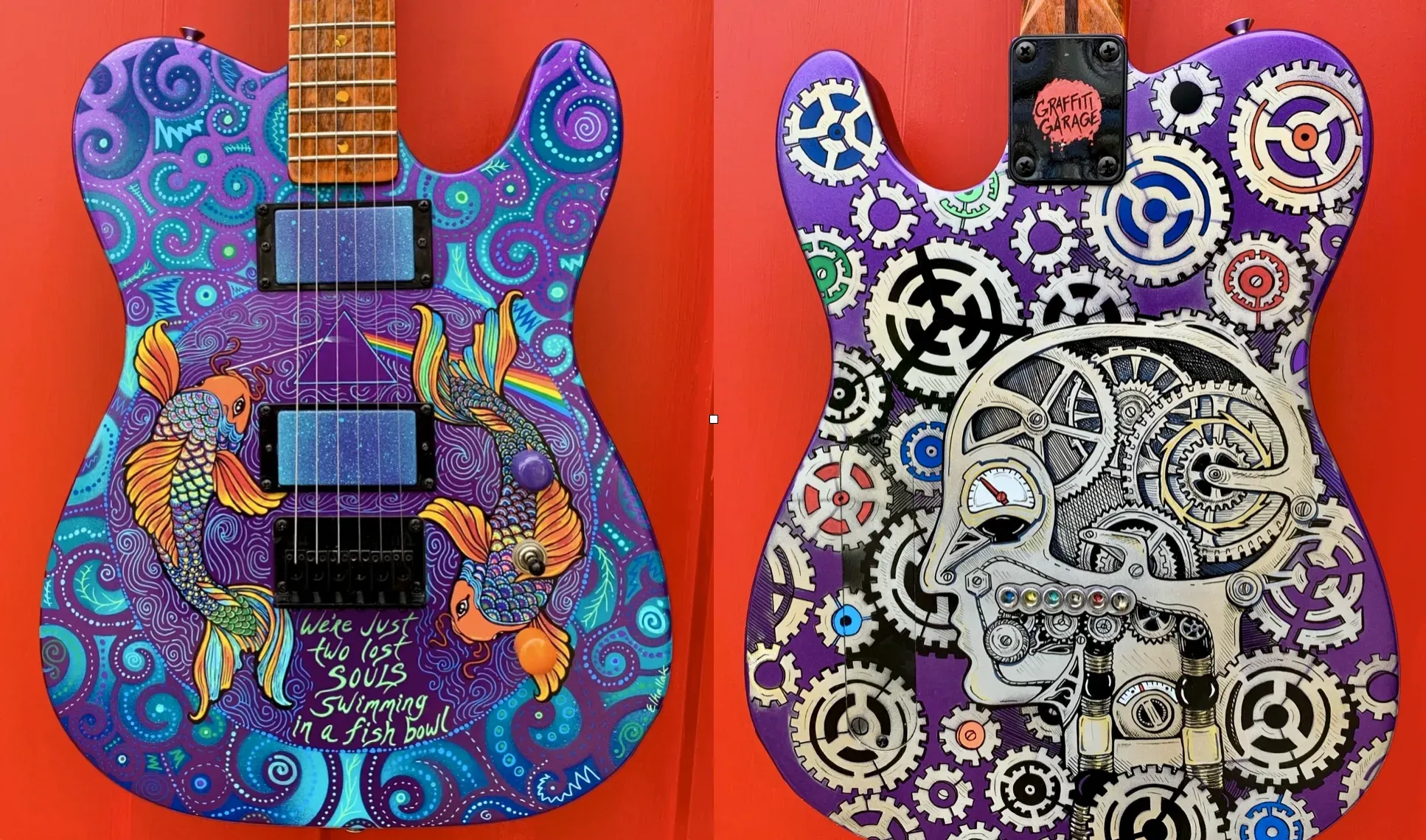 Pink Floyd Fish painted guitar