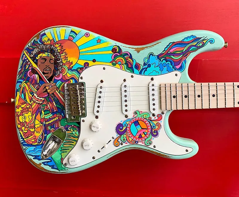 Jimi Hendrix painted guitar