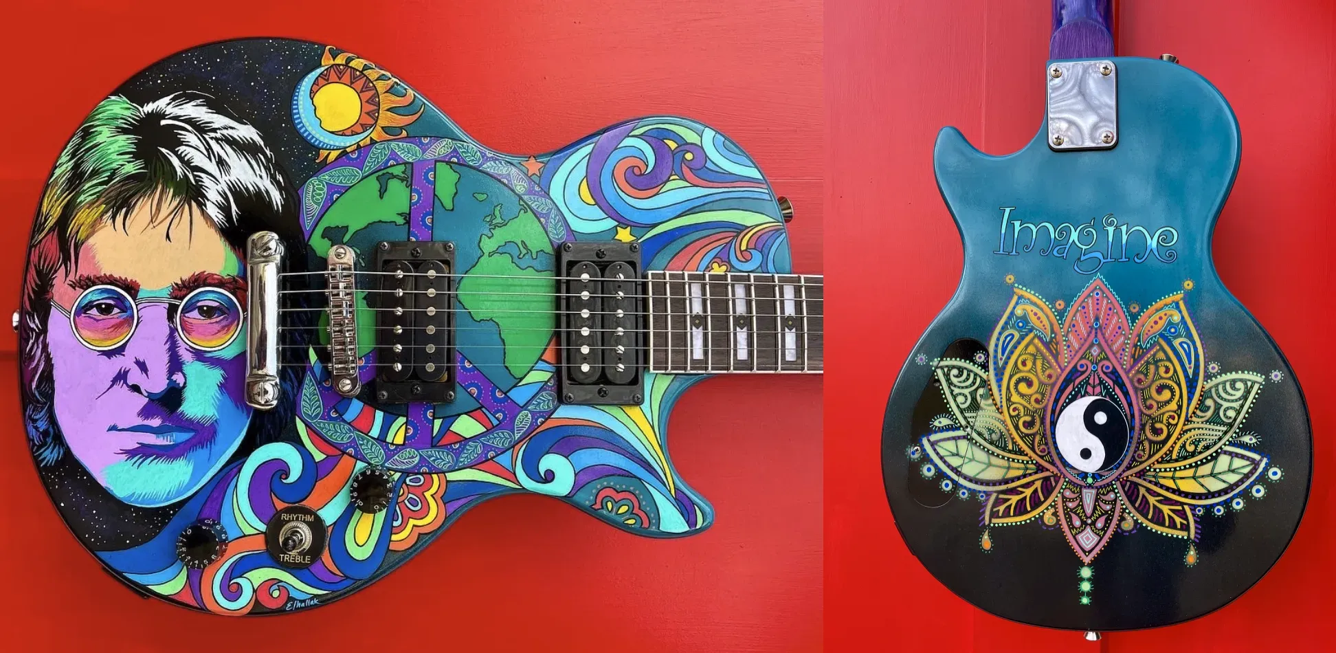 John Lennon Imagine painted guitar