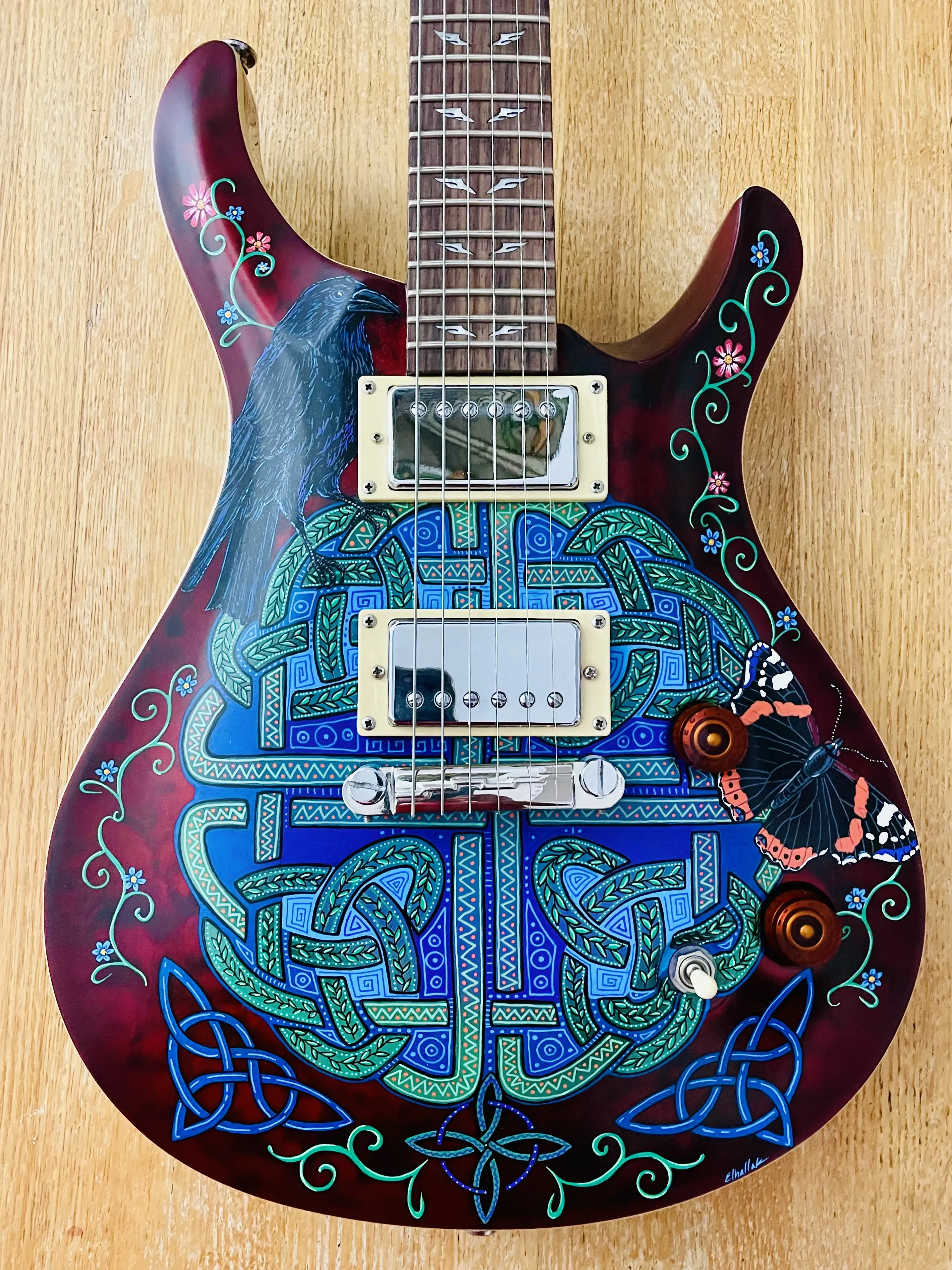 The Celtic Familiar painted guitar