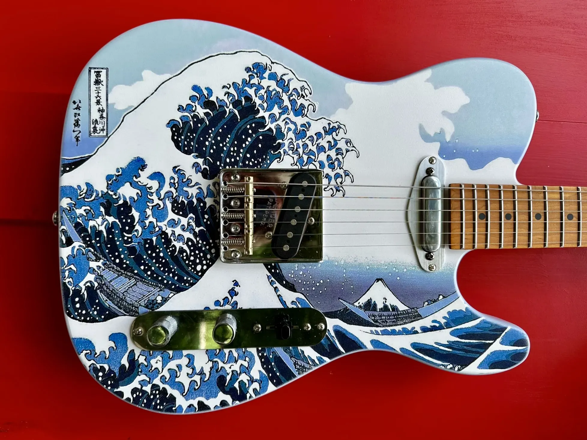 Wave off Kanagawa painted guitar
