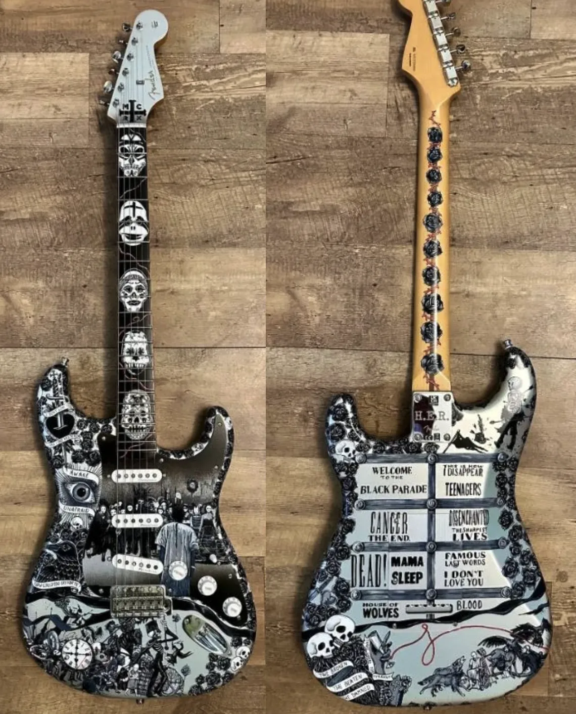 MCR Black Parade painted guitar