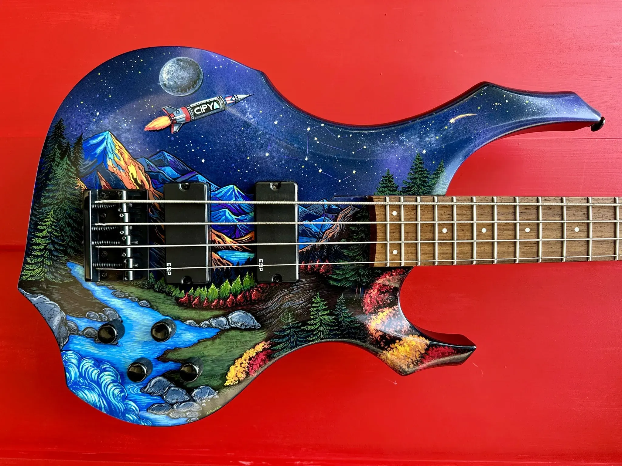 Starlight Voyager painted guitar