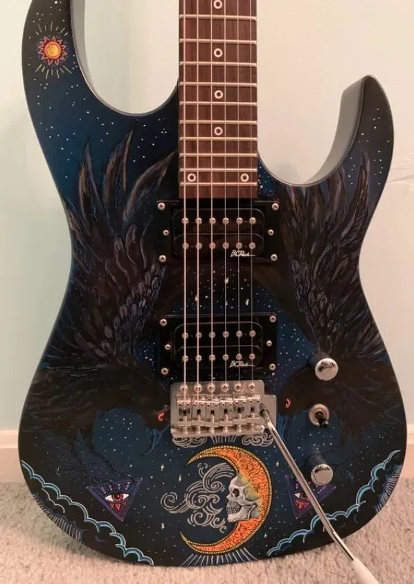 Ravens painted guitar