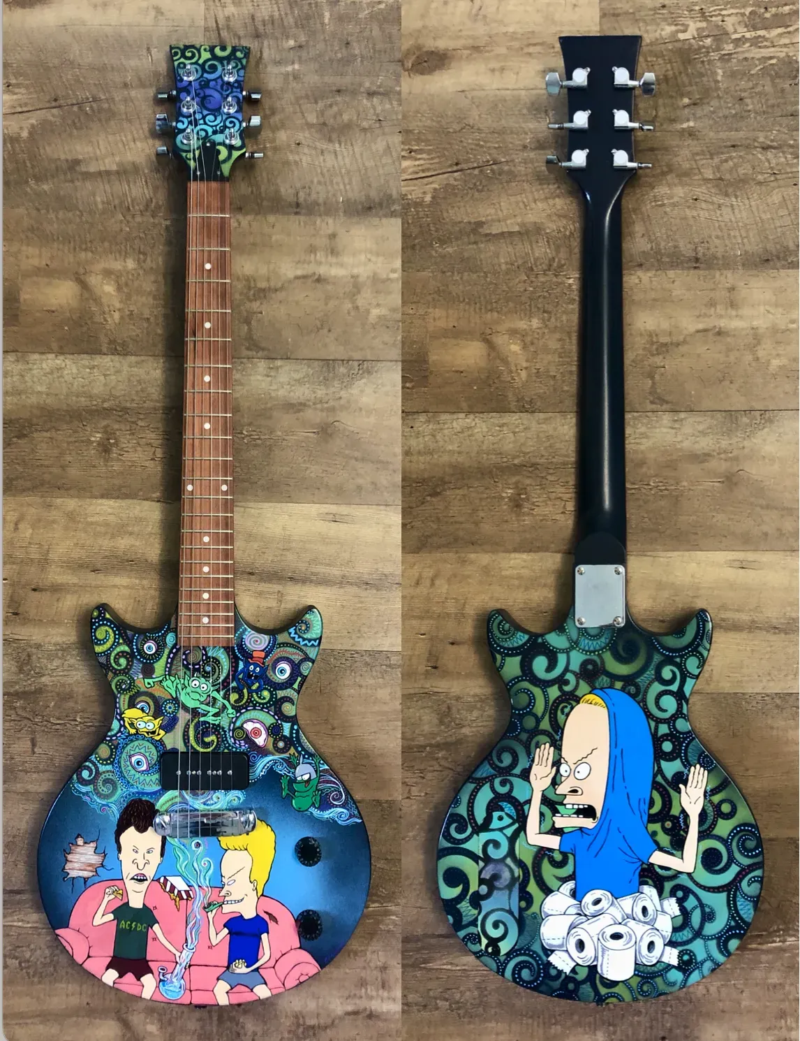 Beavis and Butthead 1 painted guitar