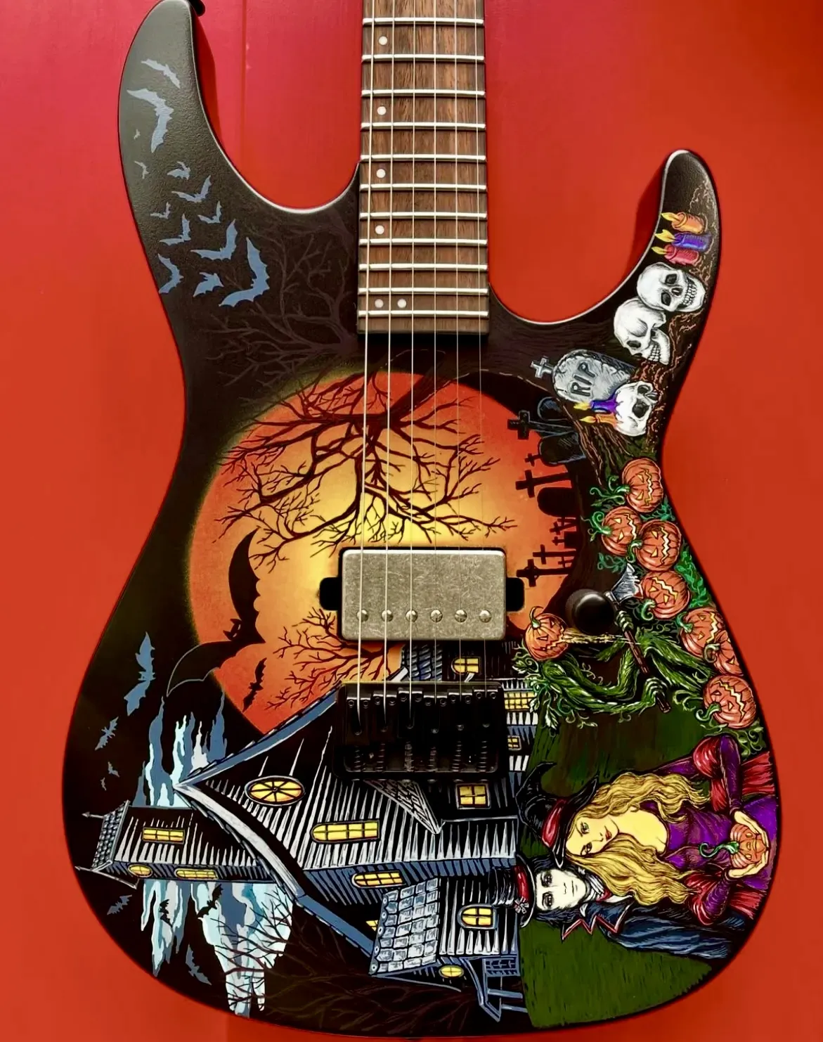 Halloweencaster painted guitar