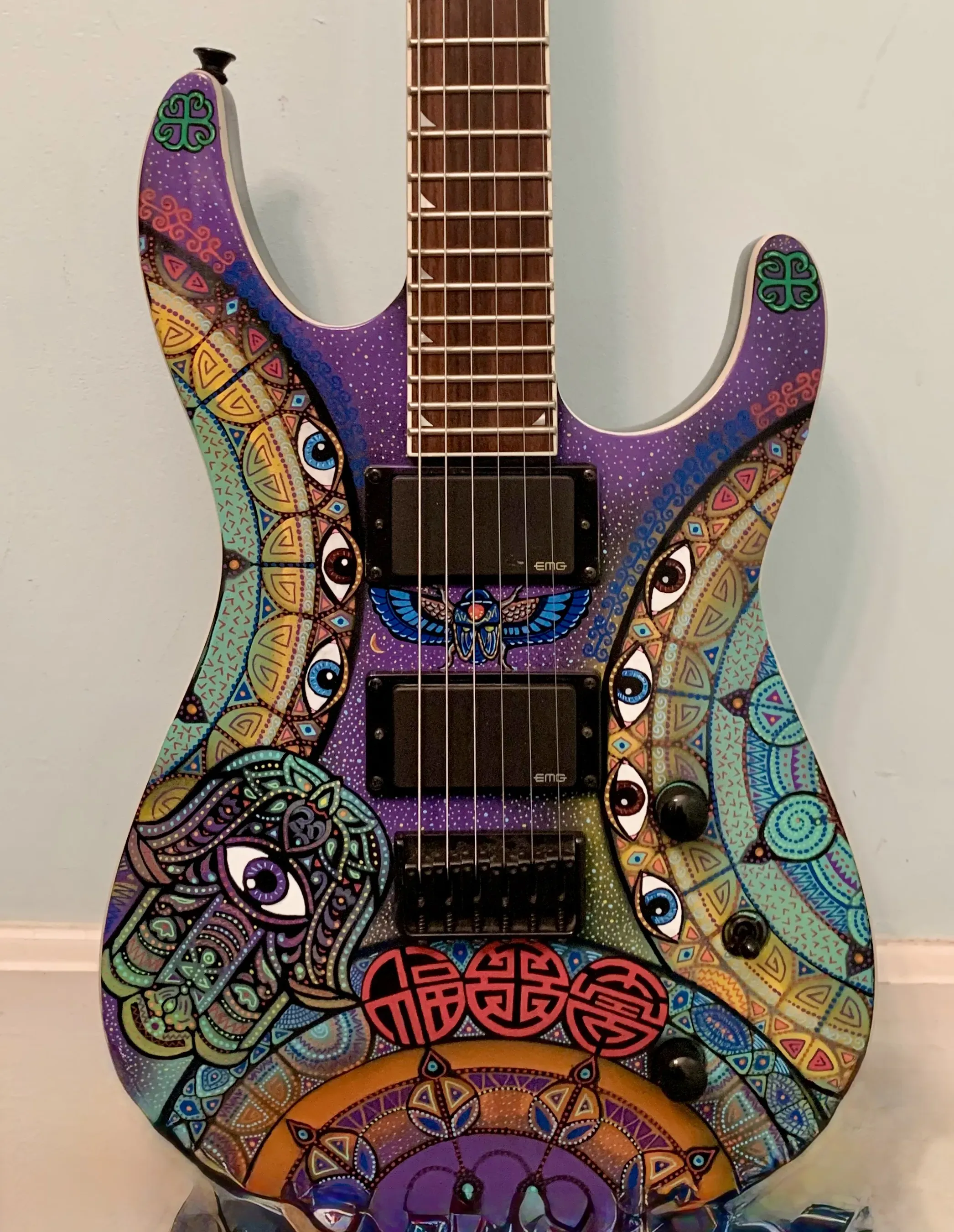 Hamsa Spiritcaster painted guitar