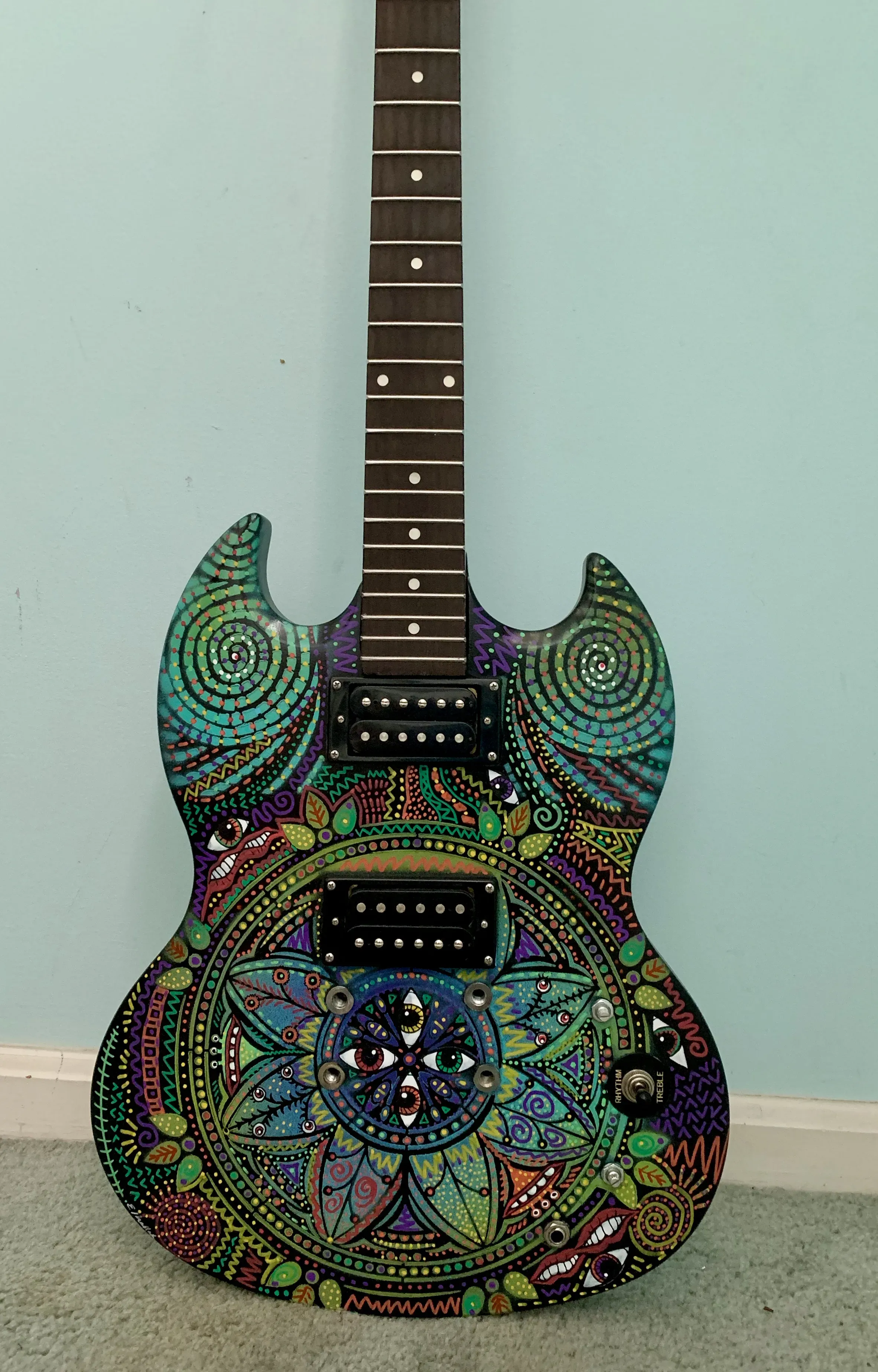 Psychedelic 2 painted guitar