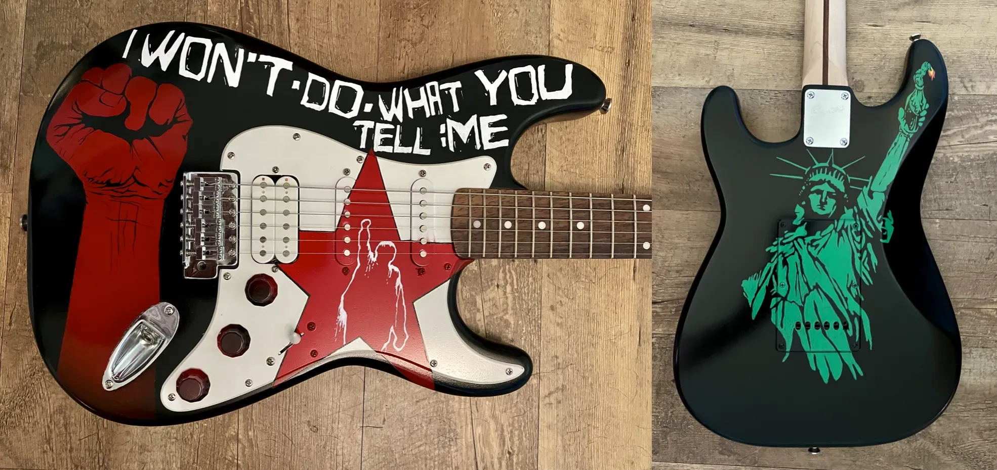 The Resistance Guitar painted guitar