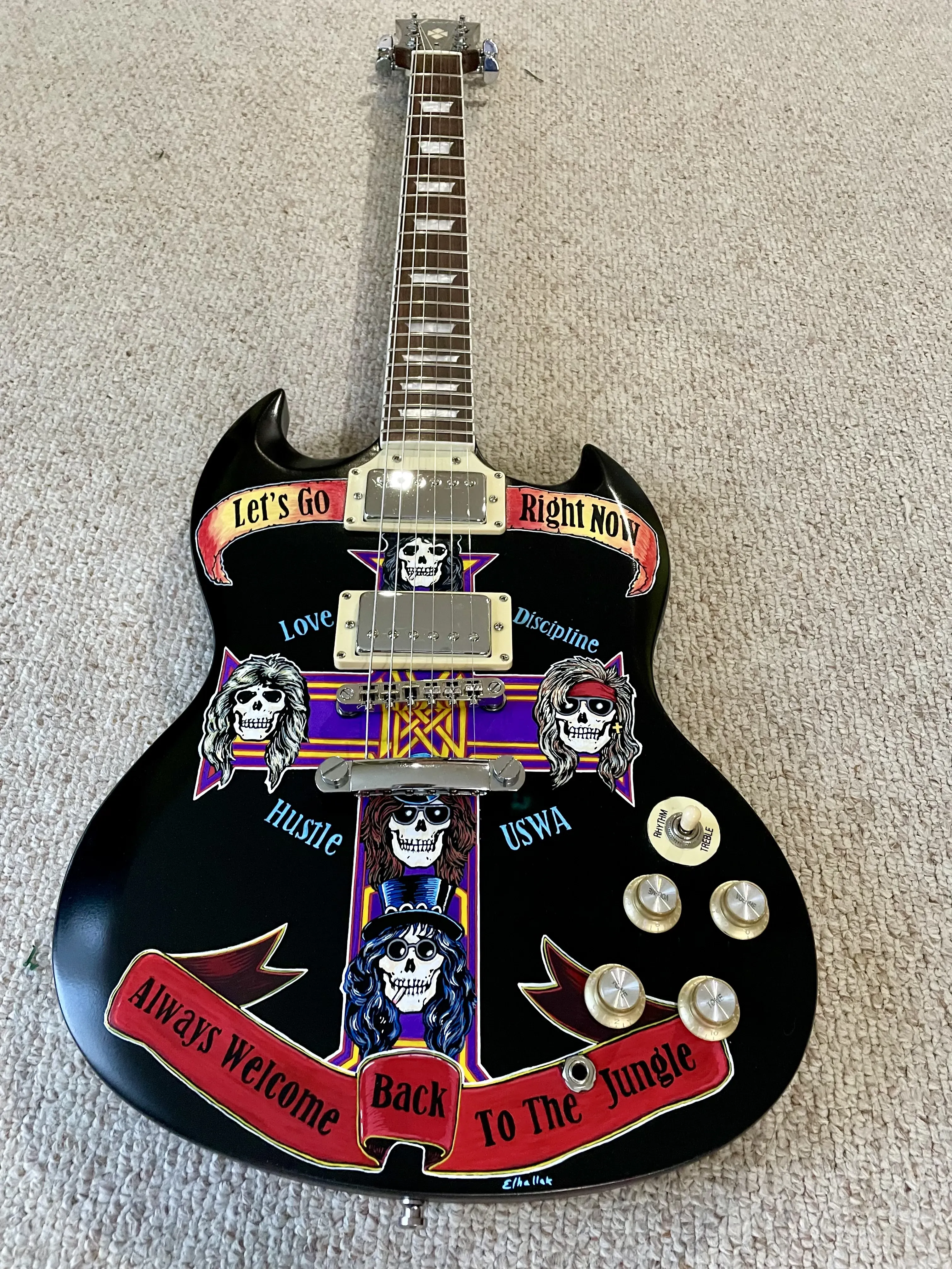 Guns N Roses painted guitar