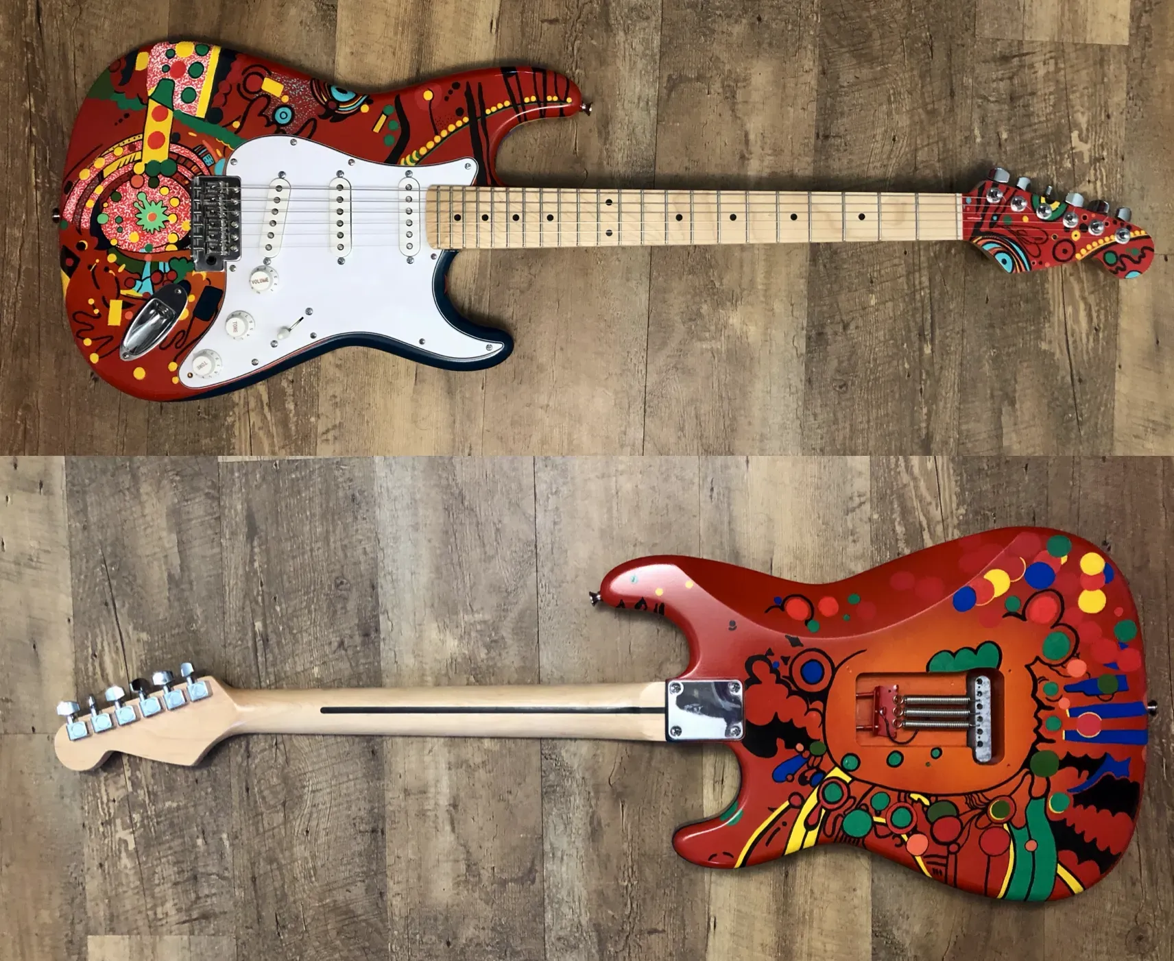 Colorburst Dreamcaster painted guitar