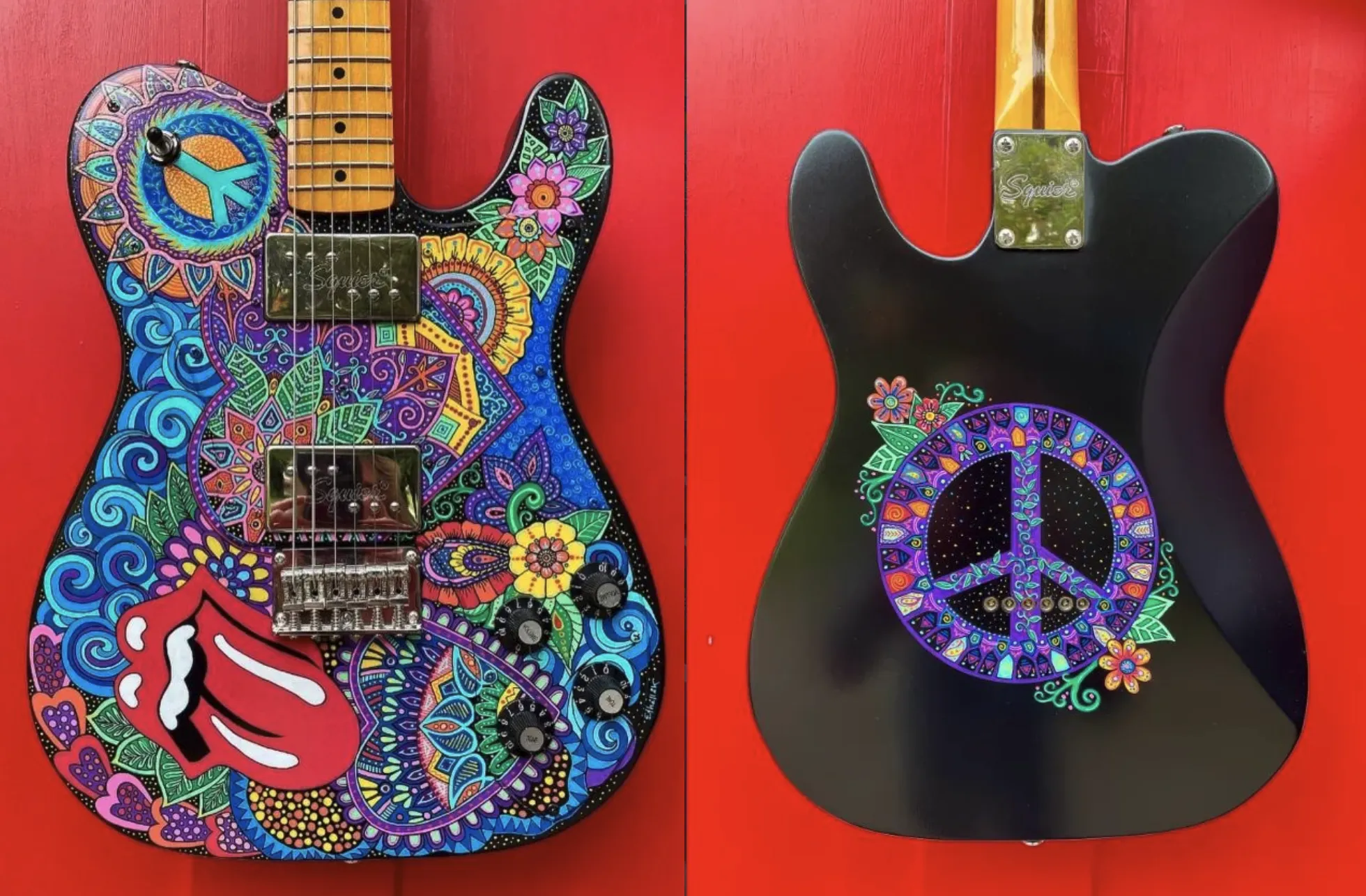 Rolling Stones painted guitar
