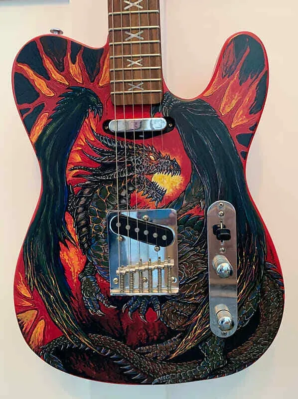 The Burning Scale painted guitar