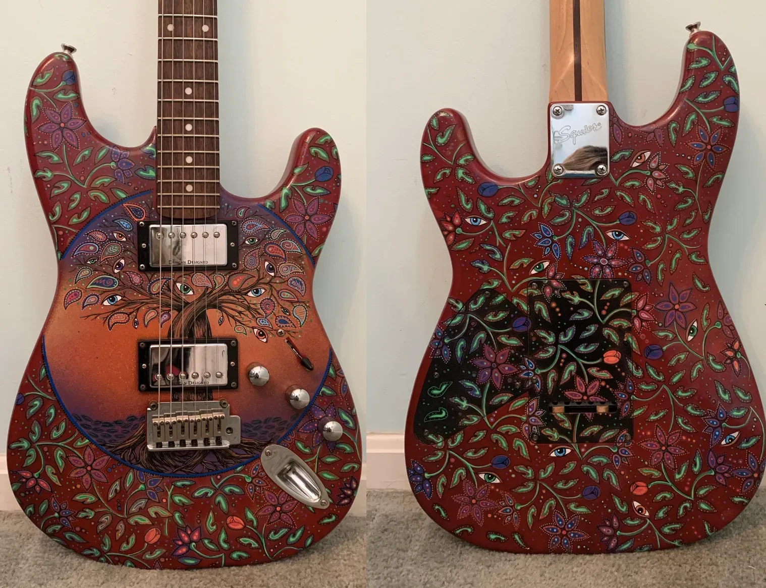 Psychedelic Roots painted guitar