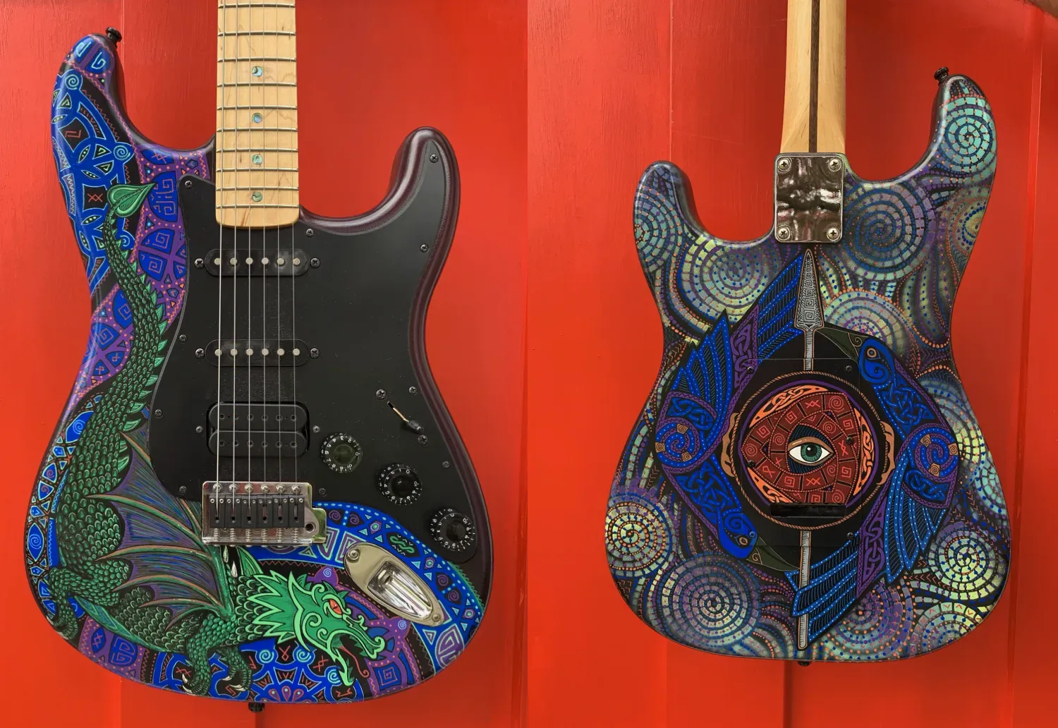 Mystic Dragon painted guitar