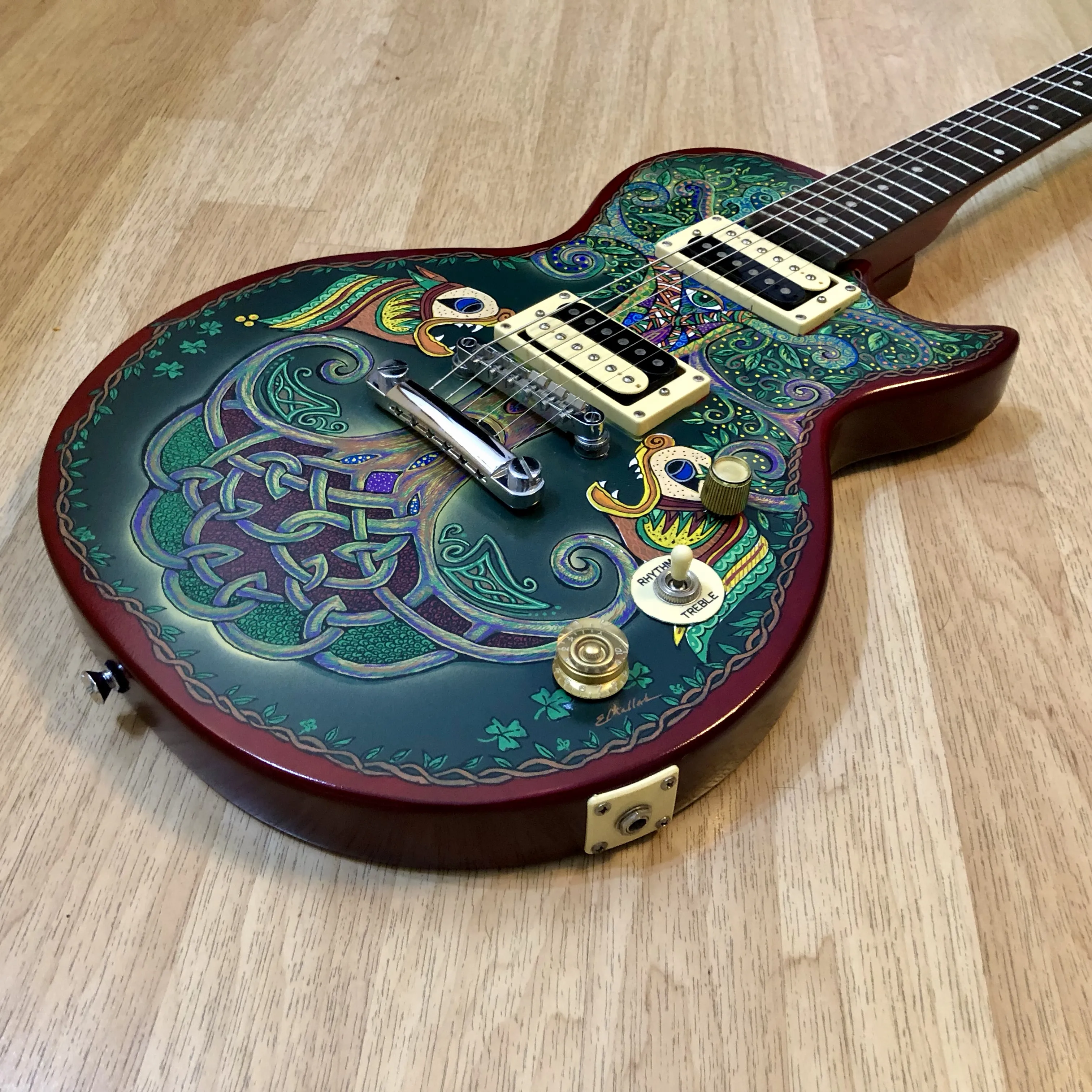 Celtics Knot painted guitar