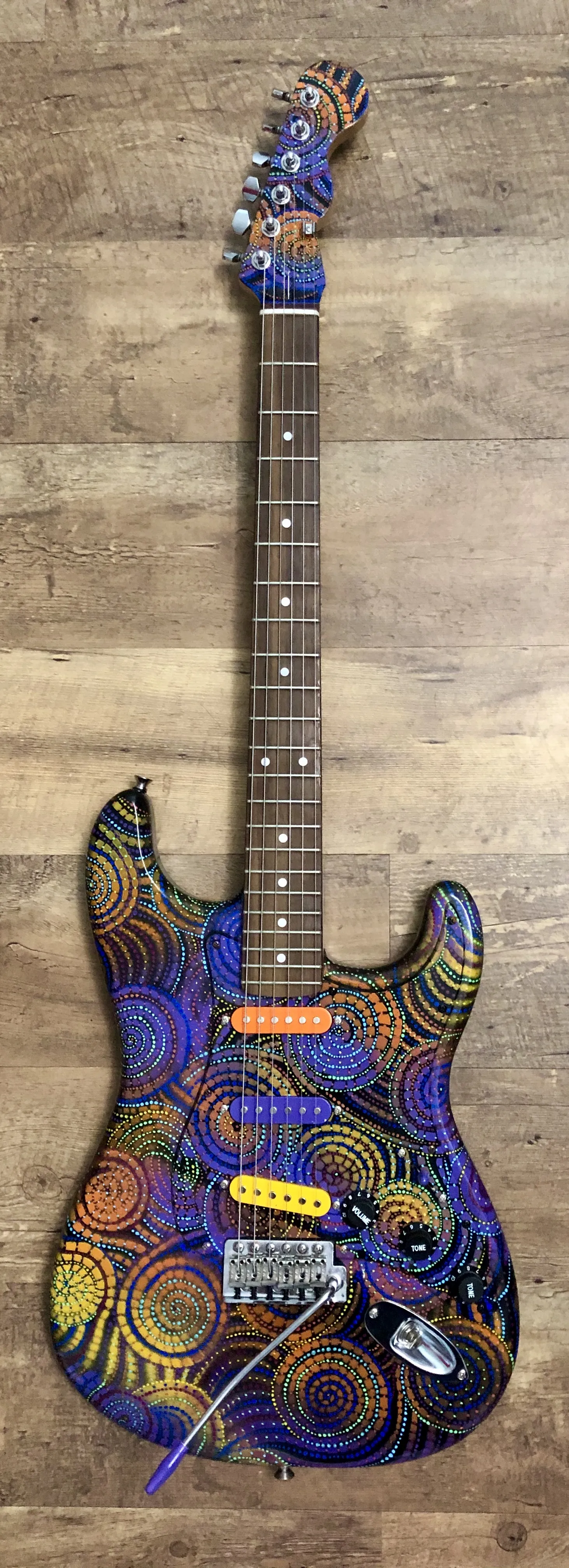 Electric Sunflower painted guitar