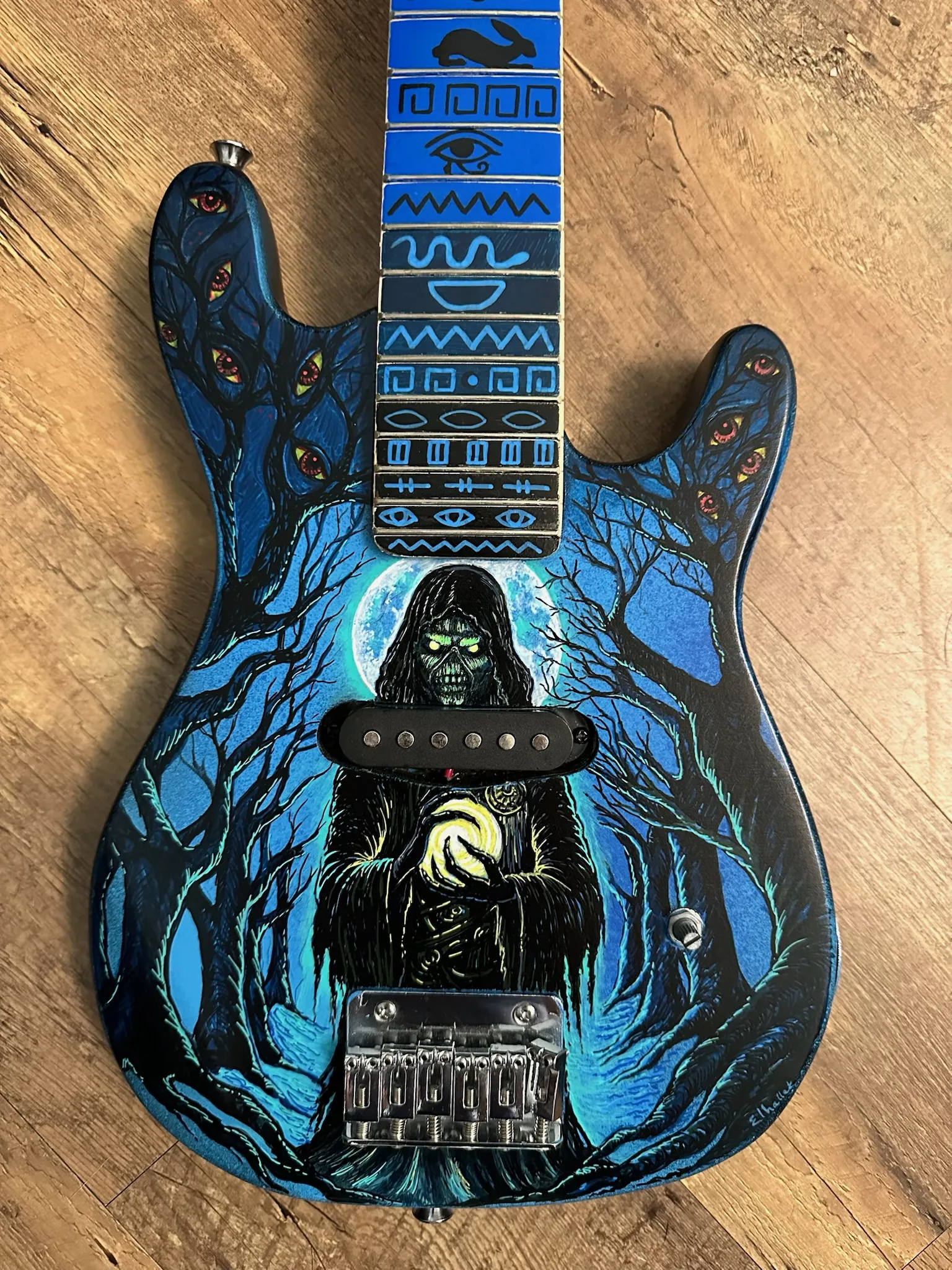 The Forest Prophet painted guitar