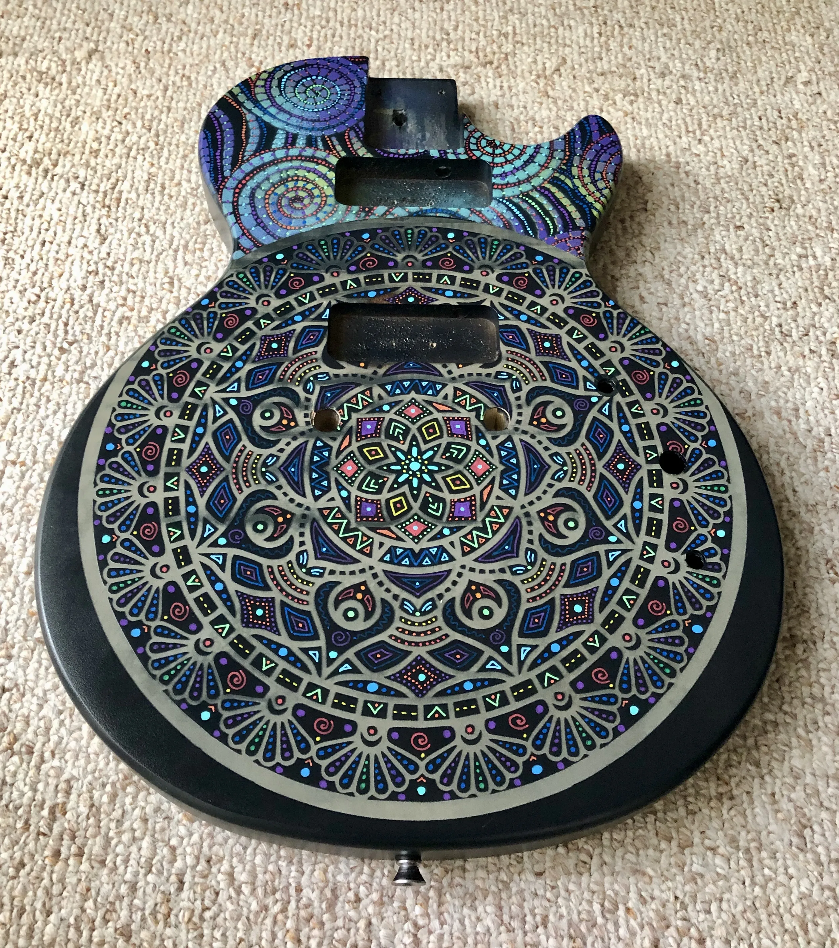 Cosmic Mandala painted guitar