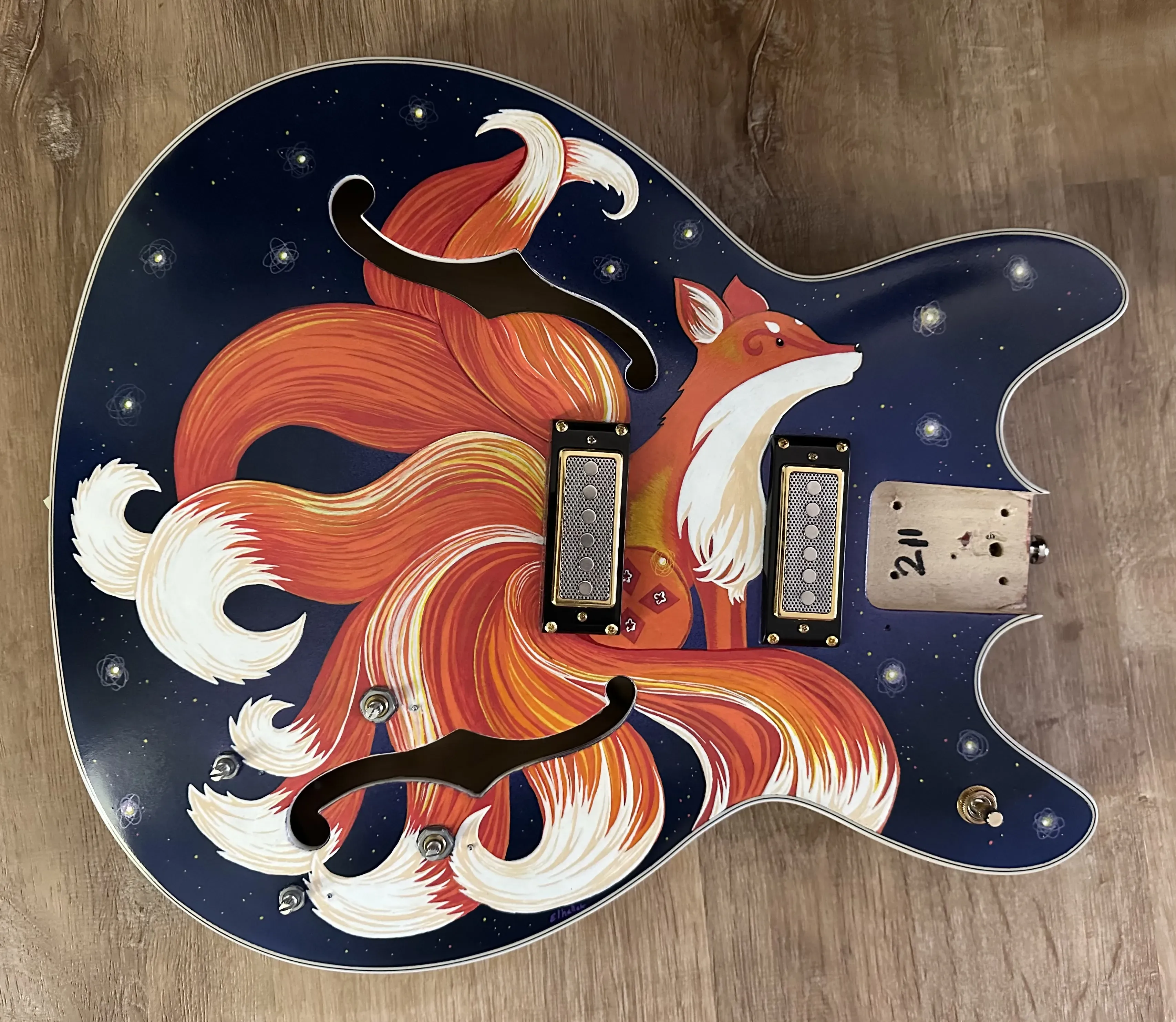 Atomic Fox painted guitar