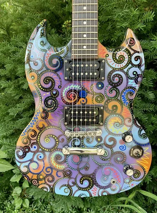 Color Vortex painted guitar