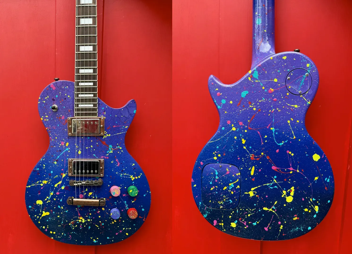 Neon Splash painted guitar