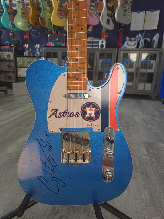 Houston Astros custom painted guitar Nancy Elhallak