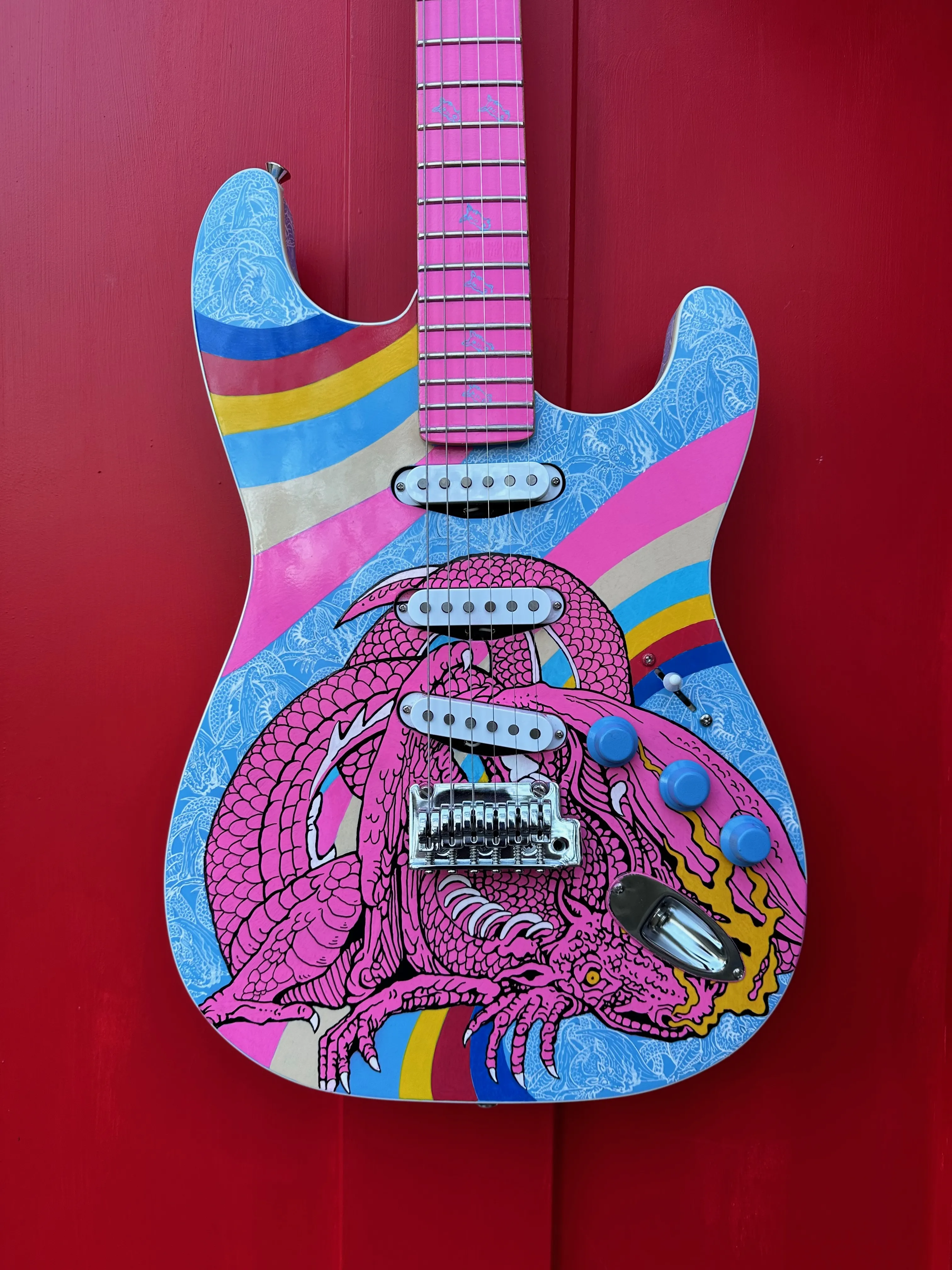 Twenty One Pilots painted guitar detail