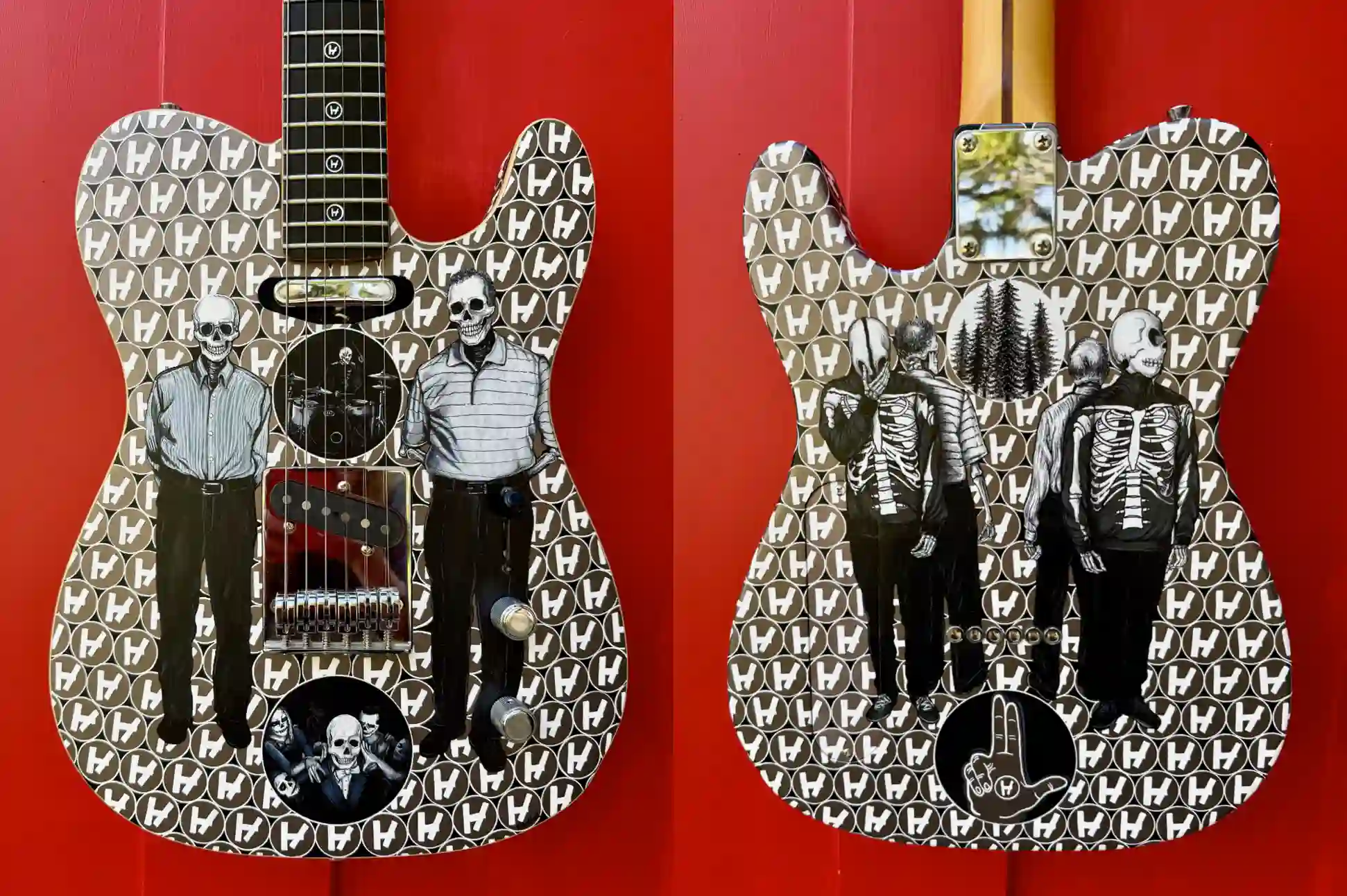 Twenty One Pilots Vessel album painted guitar by Nancy Elhallak